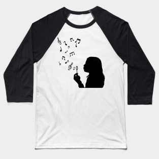 Blowing Musical Notes Baseball T-Shirt